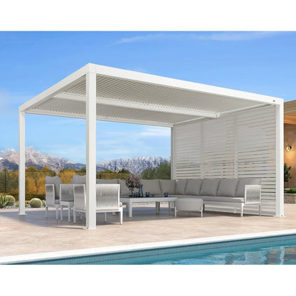 Louvered Pergola Modern White Pergola with Adjustable Roof for Deck Backyard Garden — product view 67