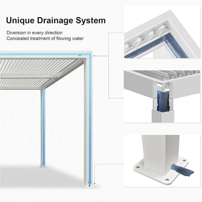Louvered Pergola Modern White Pergola with Adjustable Roof for Deck Backyard Garden — product view 7