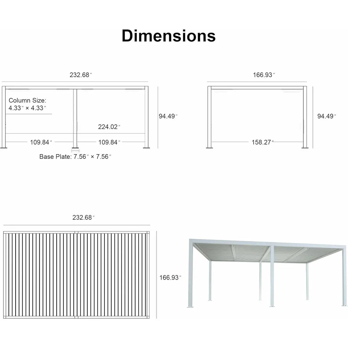 Louvered Pergola Modern White Pergola with Adjustable Roof for Deck Backyard Garden — product view 78