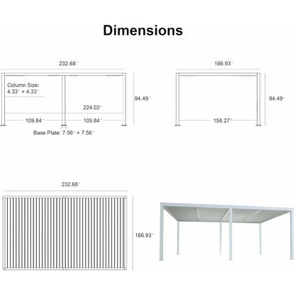 Louvered Pergola Modern White Pergola with Adjustable Roof for Deck Backyard Garden — product view 78