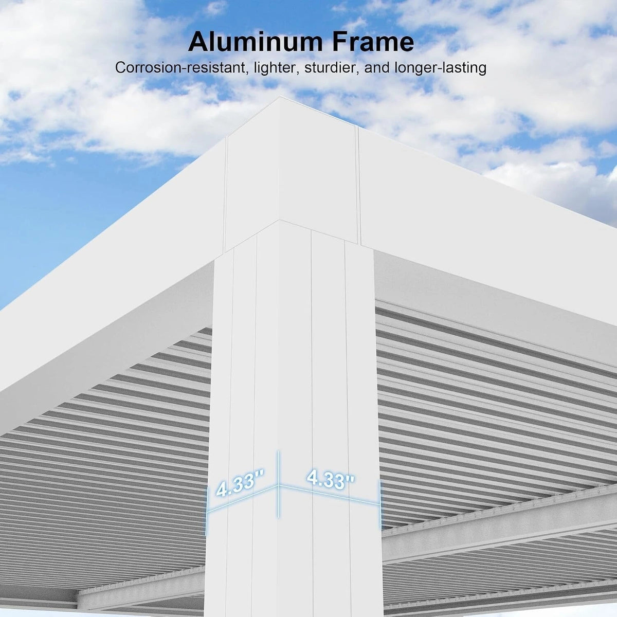 Louvered Pergola Modern White Pergola with Adjustable Roof for Deck Backyard Garden — product view 8
