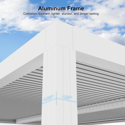Louvered Pergola Modern White Pergola with Adjustable Roof for Deck Backyard Garden — product view 8