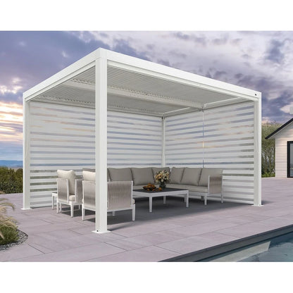Louvered Pergola Modern White Pergola with Adjustable Roof for Deck Backyard Garden — product view 80