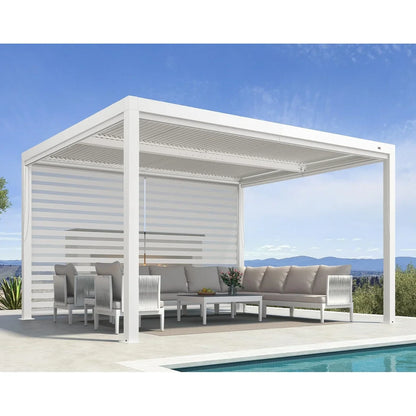 Louvered Pergola Modern White Pergola with Adjustable Roof for Deck Backyard Garden — product view 82