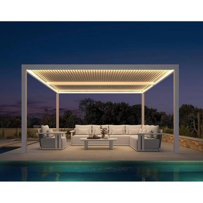 Louvered Pergola Modern White Pergola with Adjustable Roof for Deck Backyard Garden — product view 86