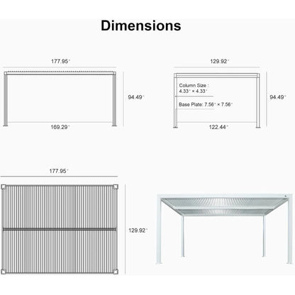 Louvered Pergola Modern White Pergola with Adjustable Roof for Deck Backyard Garden — product view 88