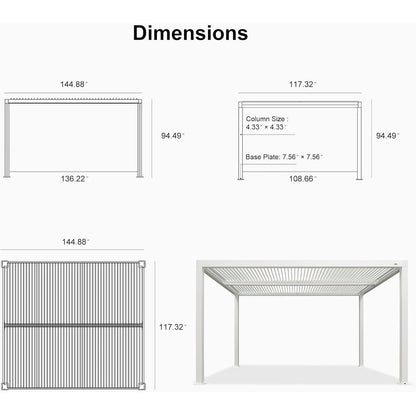 Louvered Pergola Modern White Pergola with Adjustable Roof for Deck Backyard Garden — product view 91