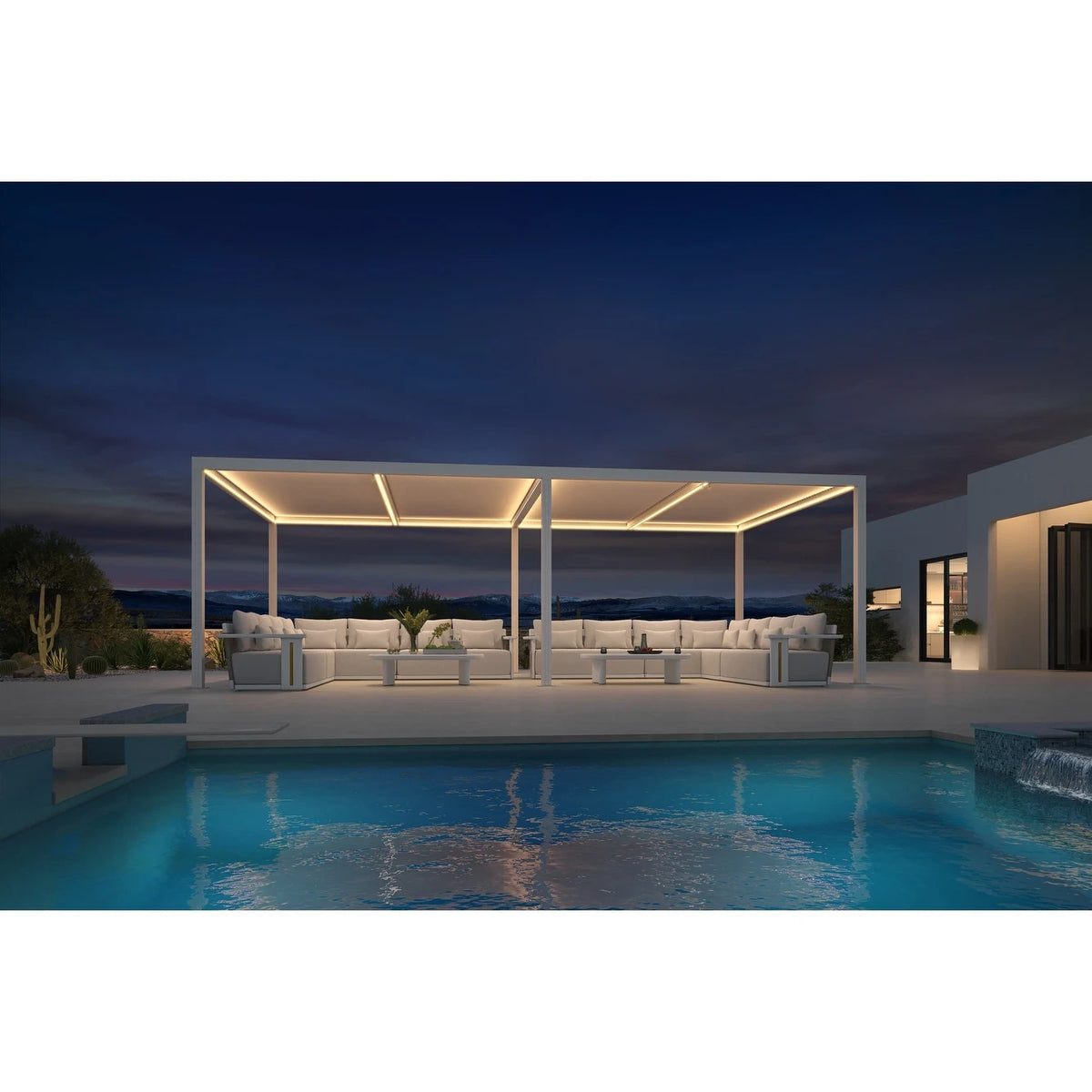 Louvered Pergola Modern White Pergola with Adjustable Roof for Deck Backyard Garden — product view 92