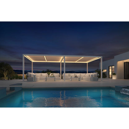 Louvered Pergola Modern White Pergola with Adjustable Roof for Deck Backyard Garden — product view 92