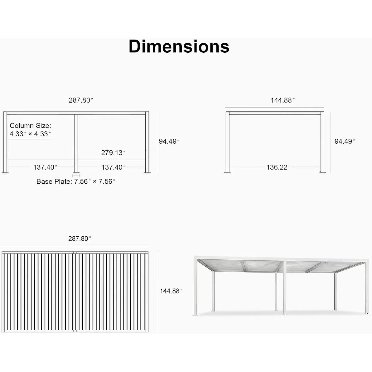 Louvered Pergola Modern White Pergola with Adjustable Roof for Deck Backyard Garden — product view 93