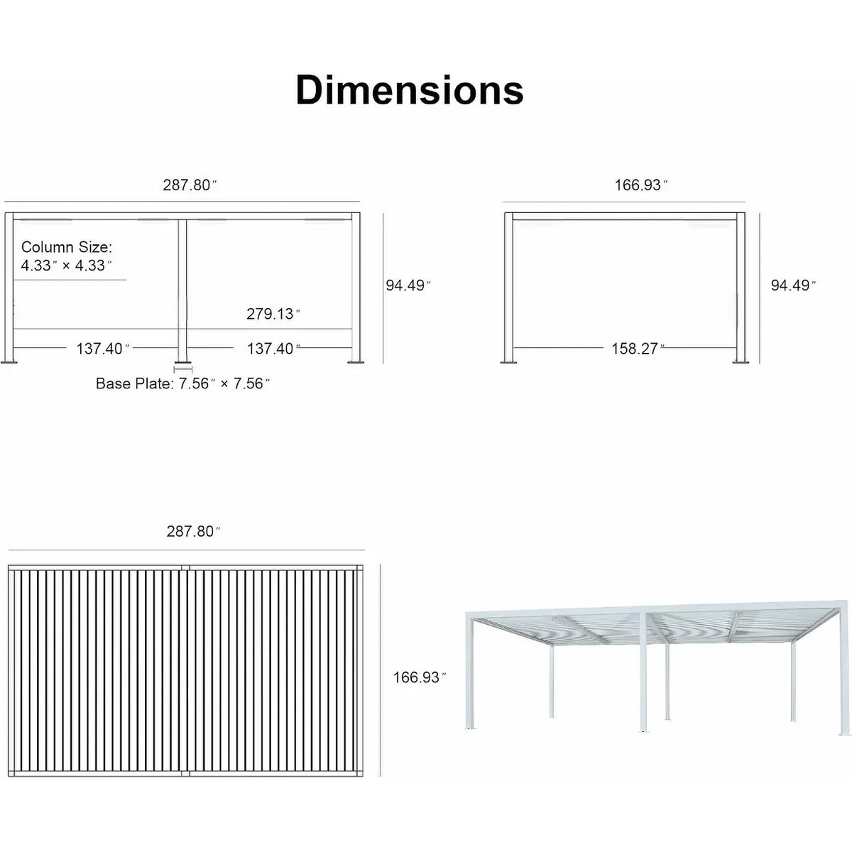 Louvered Pergola Modern White Pergola with Adjustable Roof for Deck Backyard Garden — product view 96