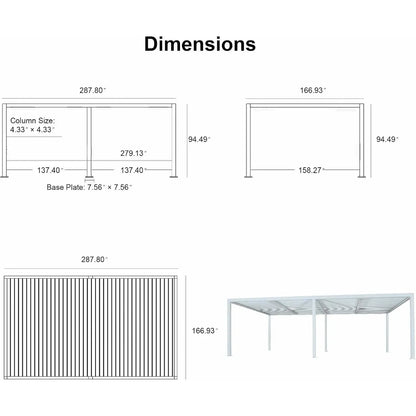 Louvered Pergola Modern White Pergola with Adjustable Roof for Deck Backyard Garden — product view 96