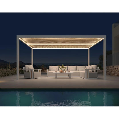 Louvered Pergola Modern White Pergola with Adjustable Roof for Deck Backyard Garden — product view 97