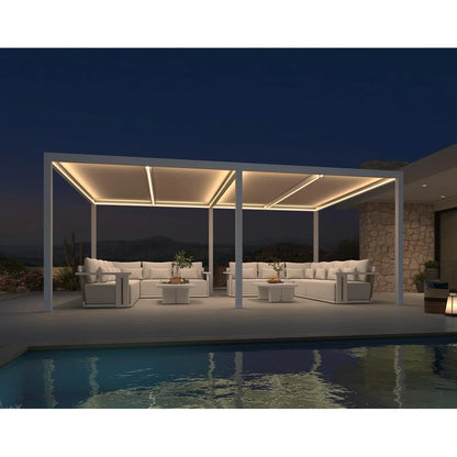 Louvered Pergola Modern White Pergola with Adjustable Roof for Deck Backyard Garden — product view 99