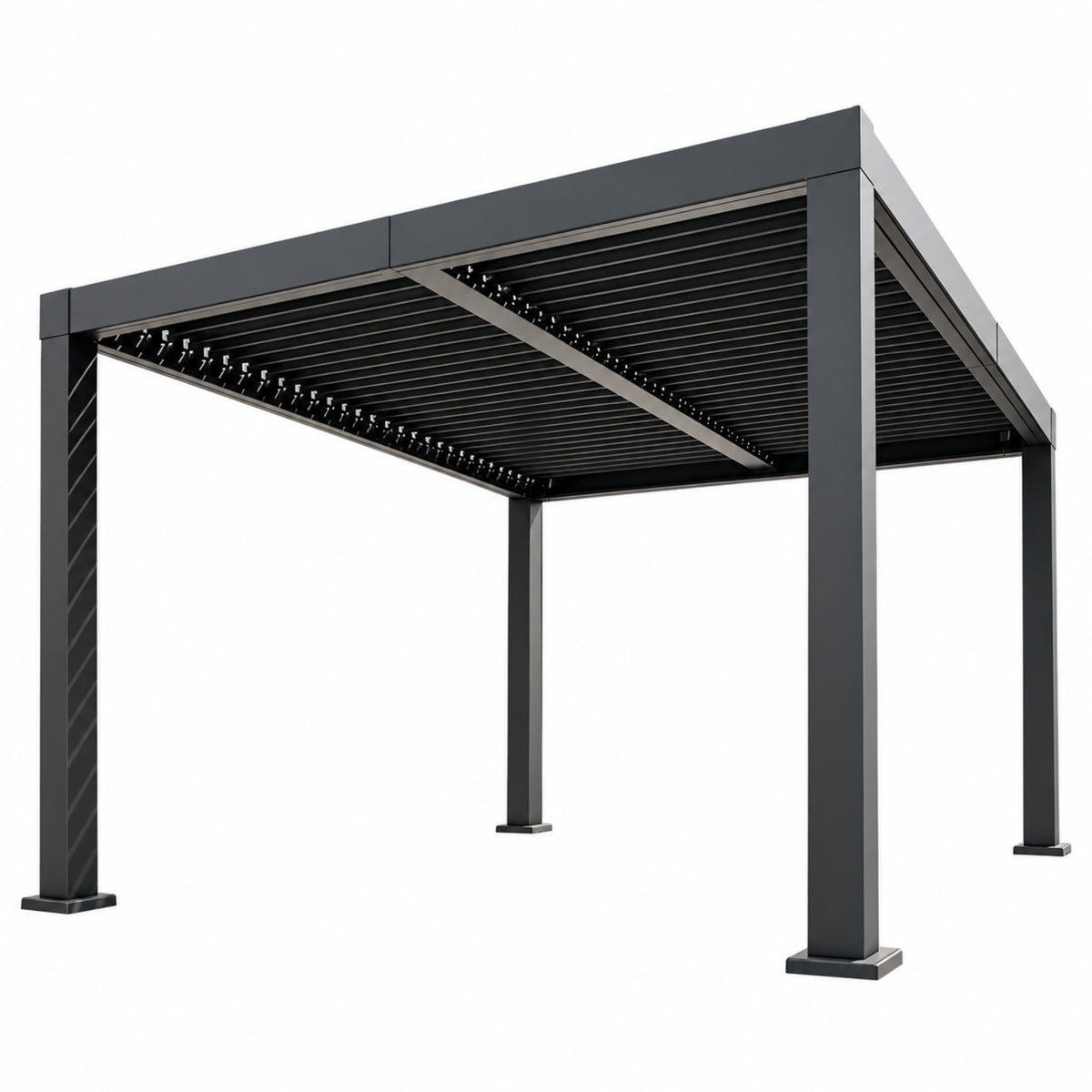 Louvered Pergola, Outdoor Pergola with Adjustable Louvered Roof, Reinforced Aluminum Frame, Integrated Drainage System, Hardtop Gazebo for Patio