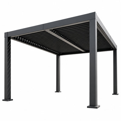 Louvered Aluminum Pergola with Adjustable Roof & Drainage