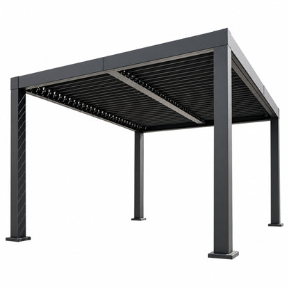 Louvered Pergola, Outdoor Pergola with Adjustable Louvered Roof, Reinforced Aluminum Frame, Integrated Drainage System, Hardtop Gazebo for Patio