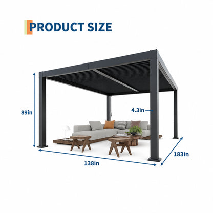 Louvered Pergola, Outdoor Pergola with Adjustable Louvered Roof, Reinforced Aluminum Frame, Integrated Drainage System, Hardtop Gazebo for Patio — product view 5
