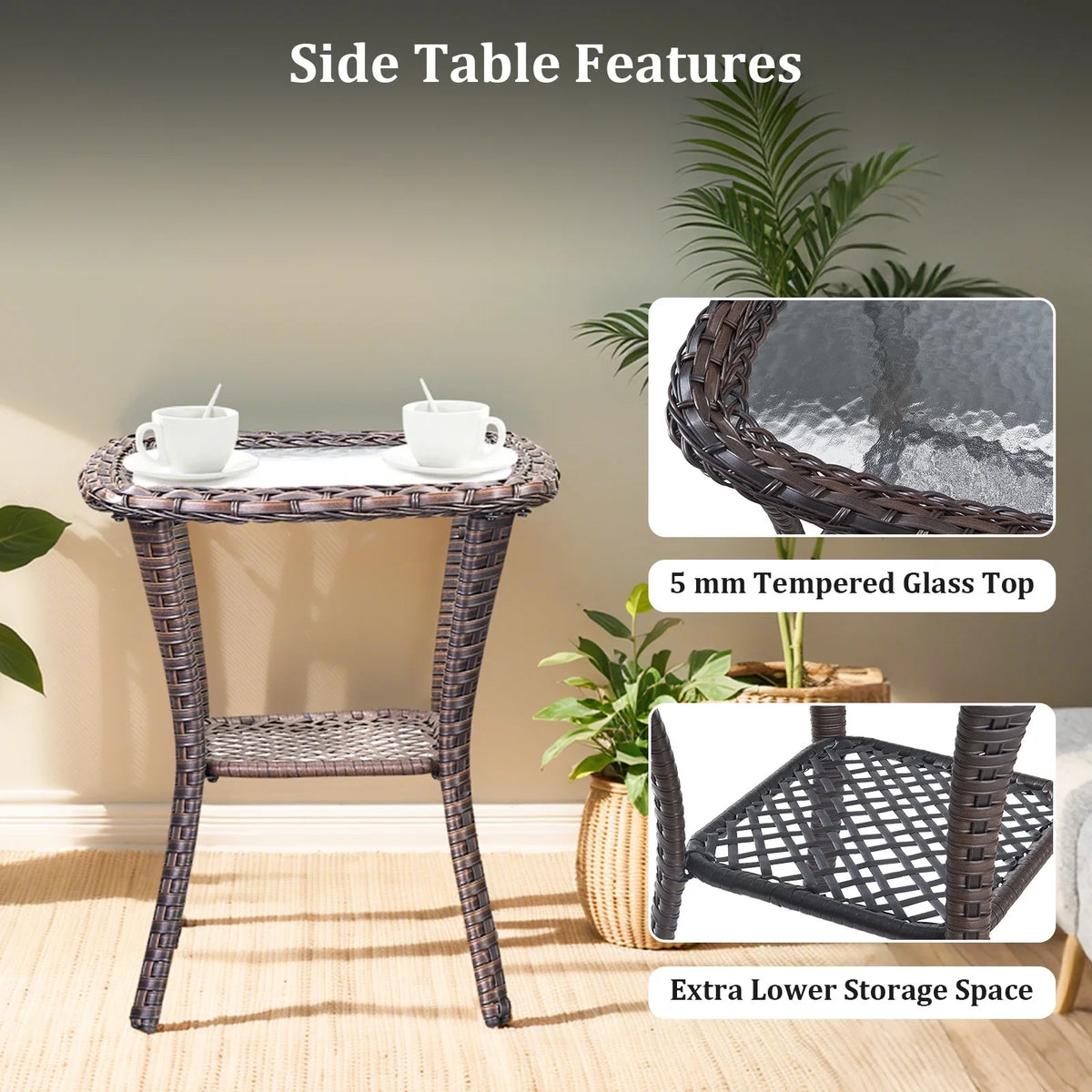 Luxury 9-Piece Outdoor Patio Furniture Set with Fire Pit Table,Swivel Rocker Chairs and 6" Thick Cushions,Wicker Sofa and Ottomans,Patio Conversation Sets for Porch Deck Garden Backyard — product view 13