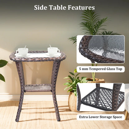 Luxury 9-Piece Outdoor Patio Furniture Set with Fire Pit Table,Swivel Rocker Chairs and 6" Thick Cushions,Wicker Sofa and Ottomans,Patio Conversation Sets for Porch Deck Garden Backyard — product view 13