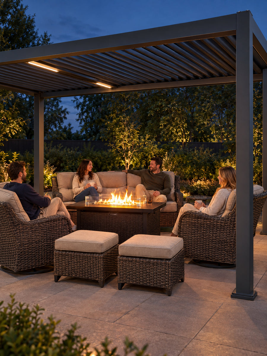 All-Aluminum Louvered Pergola 12 Ft X 24 Ft, in use